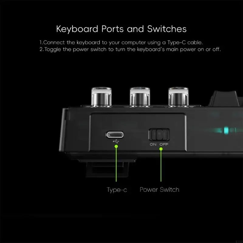 Gaming Keyboard with LCD Display Pads, 3 Pressable Knobs, Changeable Contact Mounts and Color Desk Lighting for Desktop Use K1KF Quake