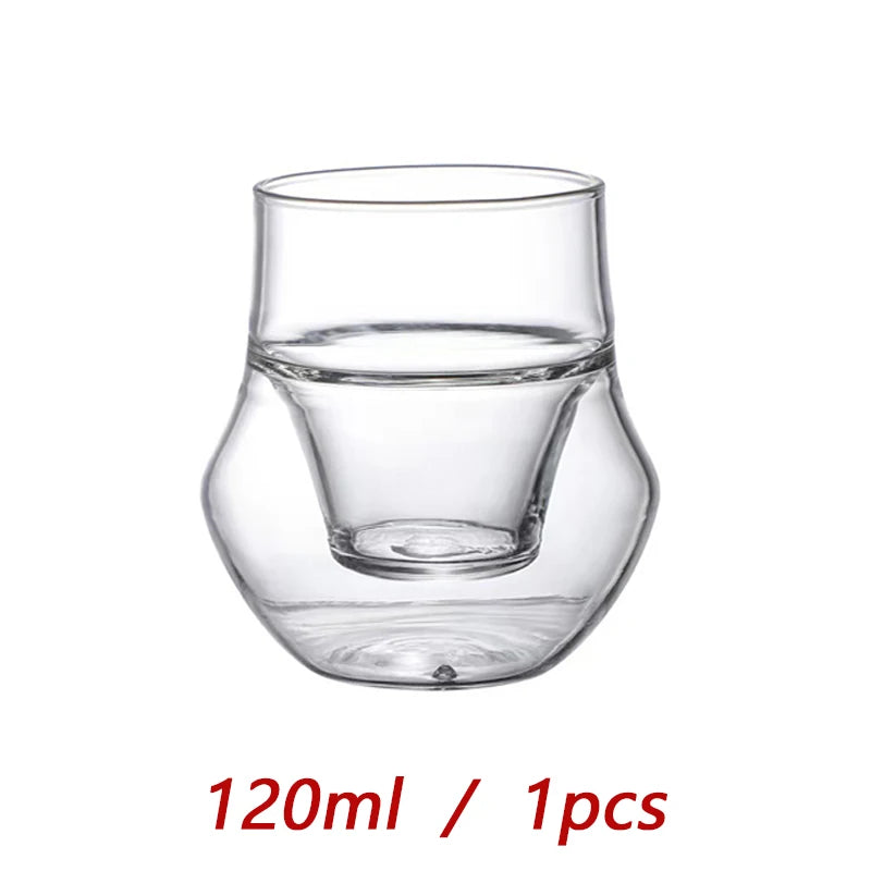 YWDL Double-layer Glass Cup Transparent Espresso Coffee Cup Anti-scalding Milk Brandy Wine Teacup Cup Glass Mug Drinkware Quake 120ml 1pcs 120-335ml