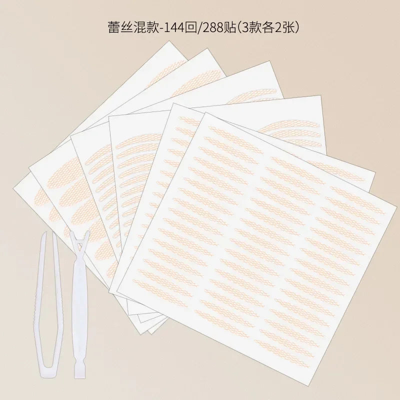 72-240pair Gauze Lace Mesh Olive-shaped Eyelid Paste-shaped Invisible Natural Double Fold Eyelid Shadow Tape Sticker Beauty Tool Quake lshq 144pairs