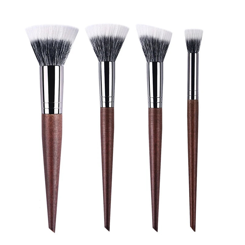 Professional Makeup Brushes Powder contour Setting Multi-Functional Make up Brush Stippling Blush soft Natural wood goat hair Quake 4pcs
