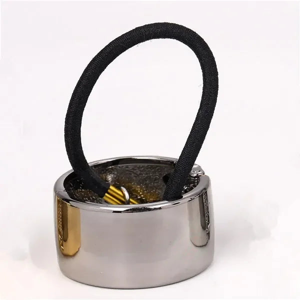 Women Vintage Ponytail Holder Buckle High Elastic Clip Hair Rope Fashion Simple Round Hair Ties Rings Headwear Hair Accessories Quake black-1