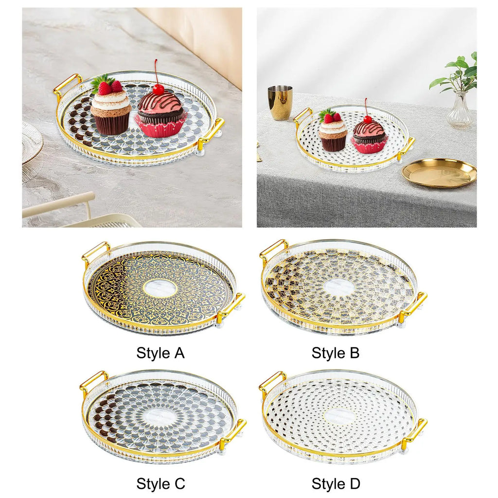 Round Organizer Tray Living Room Decorative Food Storage Tray Biscuit Cookies Pastry Tray Versatile Display Tray Home Decoration Quake