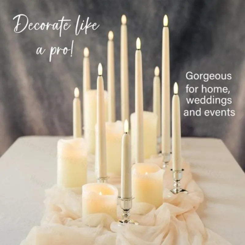 8/1PCS Long LED Candles Flameless Battery Powered Pointed Candle Light Flickering Candle Light for Home Event Christmas Decor Quake