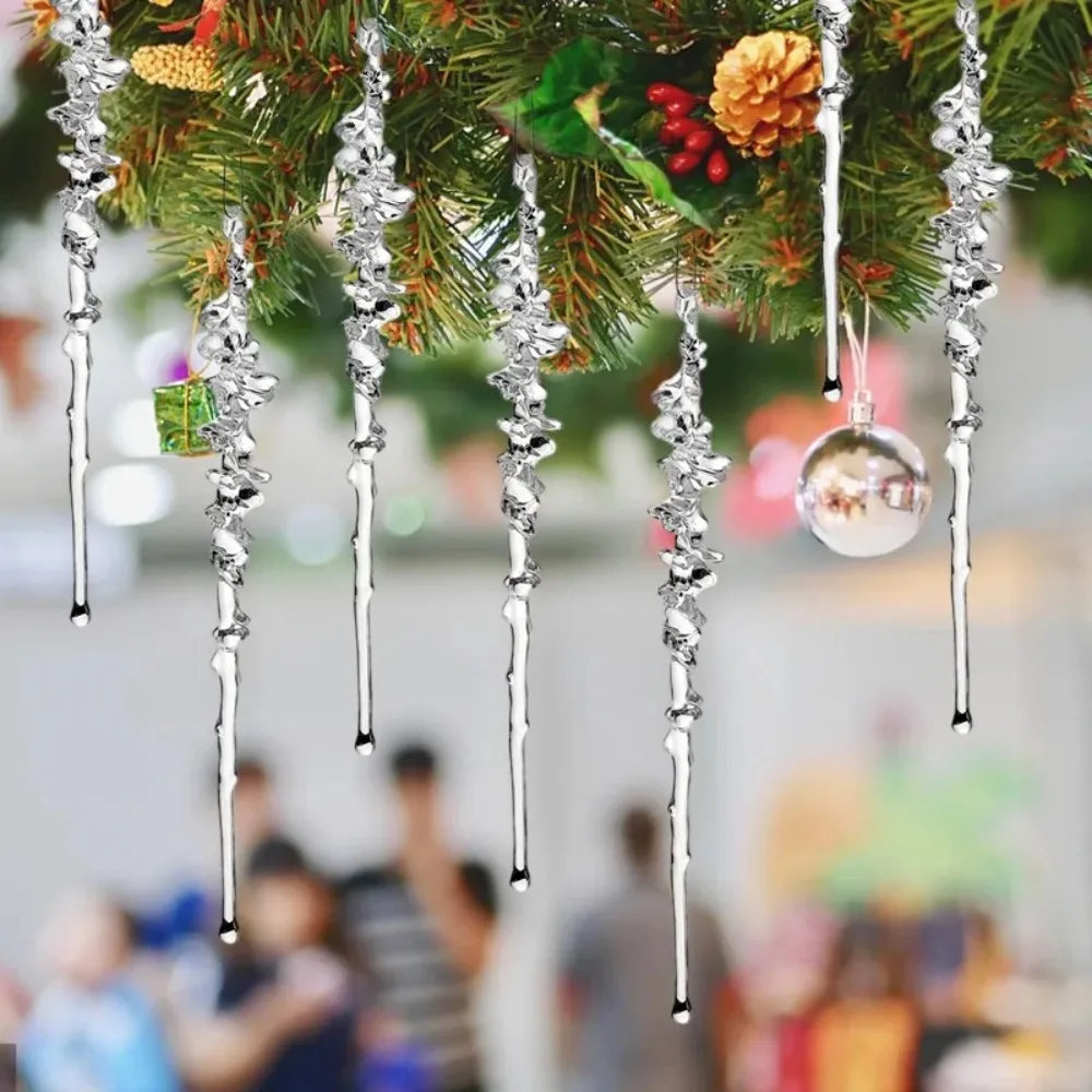 Christmas Transparent Acrylic Icicle Pendants Simulated Ice Cone Thread Decoration for Wedding Party Xmas Tree Hanging Ornament Quake