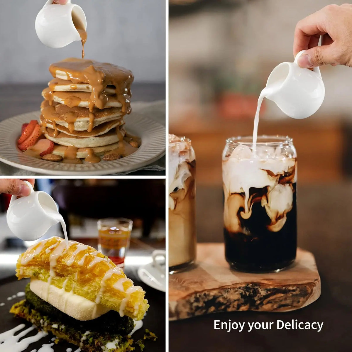 YWDL 50/100/220ML Ceramic Milk Jug Espresso Coffee Cream Jugs Kitchen Sauce Cup Serving Pitcher White Heat-resistant Milk Cup Quake