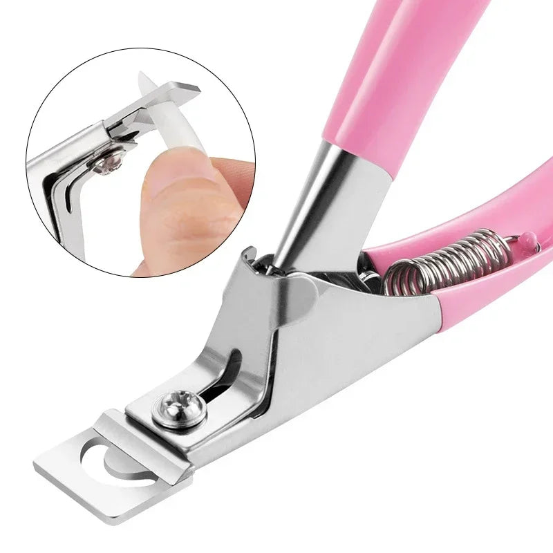 vvocci Professional U-Type Acrylic Fake Nail Clipper & Edge Trimmer, Stainless Steel Manicure Tool for Nail Art & Salon Use Quake