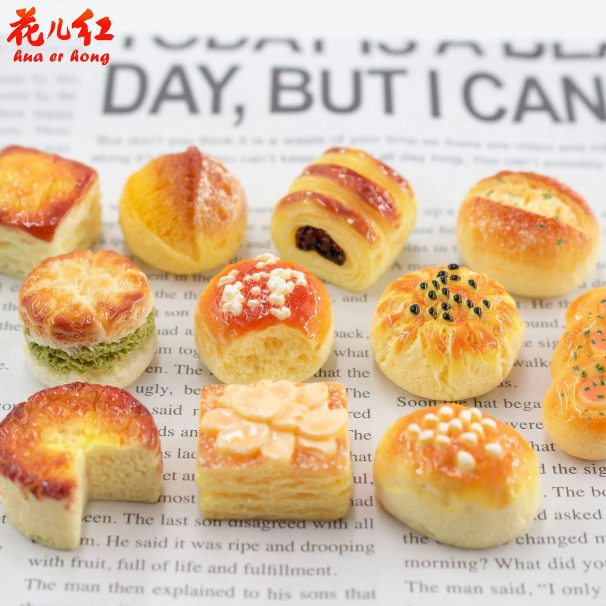20Pcs Miniature Sweet Bread Flatback Resin Cabochon Scrapbooking For Phone Decoration Jewelry Crafts DIY Dollhouse Accessories Quake