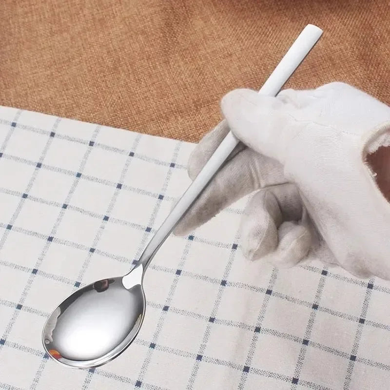 Long Handle Spoon Fork Stainless Steel Cutlery Tea Coffee Rice Scoops Dumpling Porridge Soup Spoon Restaurant Kitchen Tableware Quake