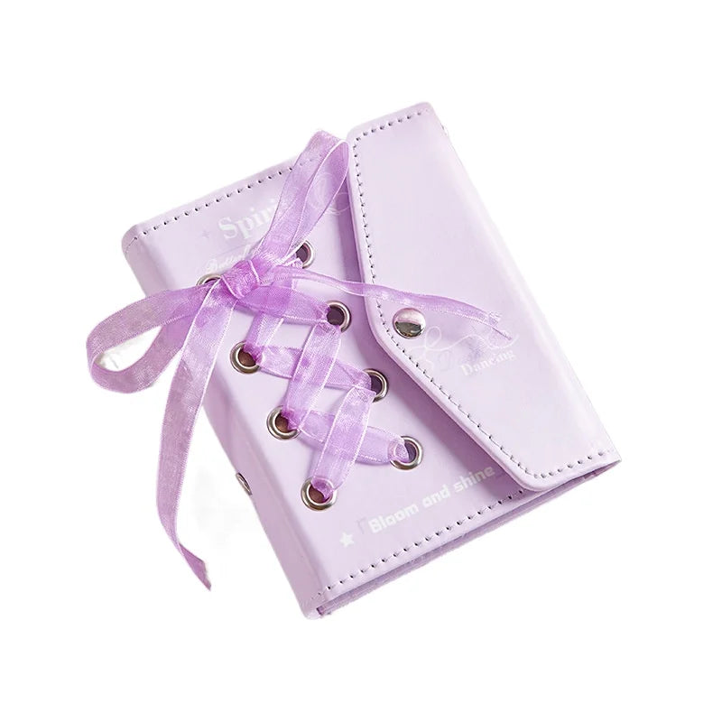 1pc Beautiful English Strap Style Card Album High Beauty Star Small Card Storage Polaroid Album Quake