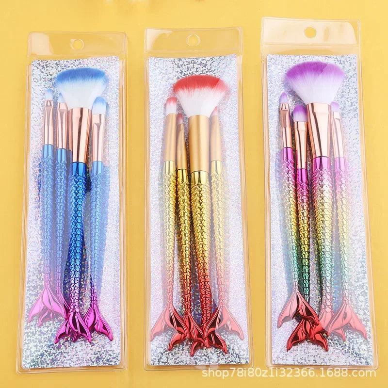 Mermaid Makeup Brushes Set for Cosmetics Foundation Blush Powder Eyeshadow Blending Soft Fluffy Makeup Brush Women Beauty Tools Quake