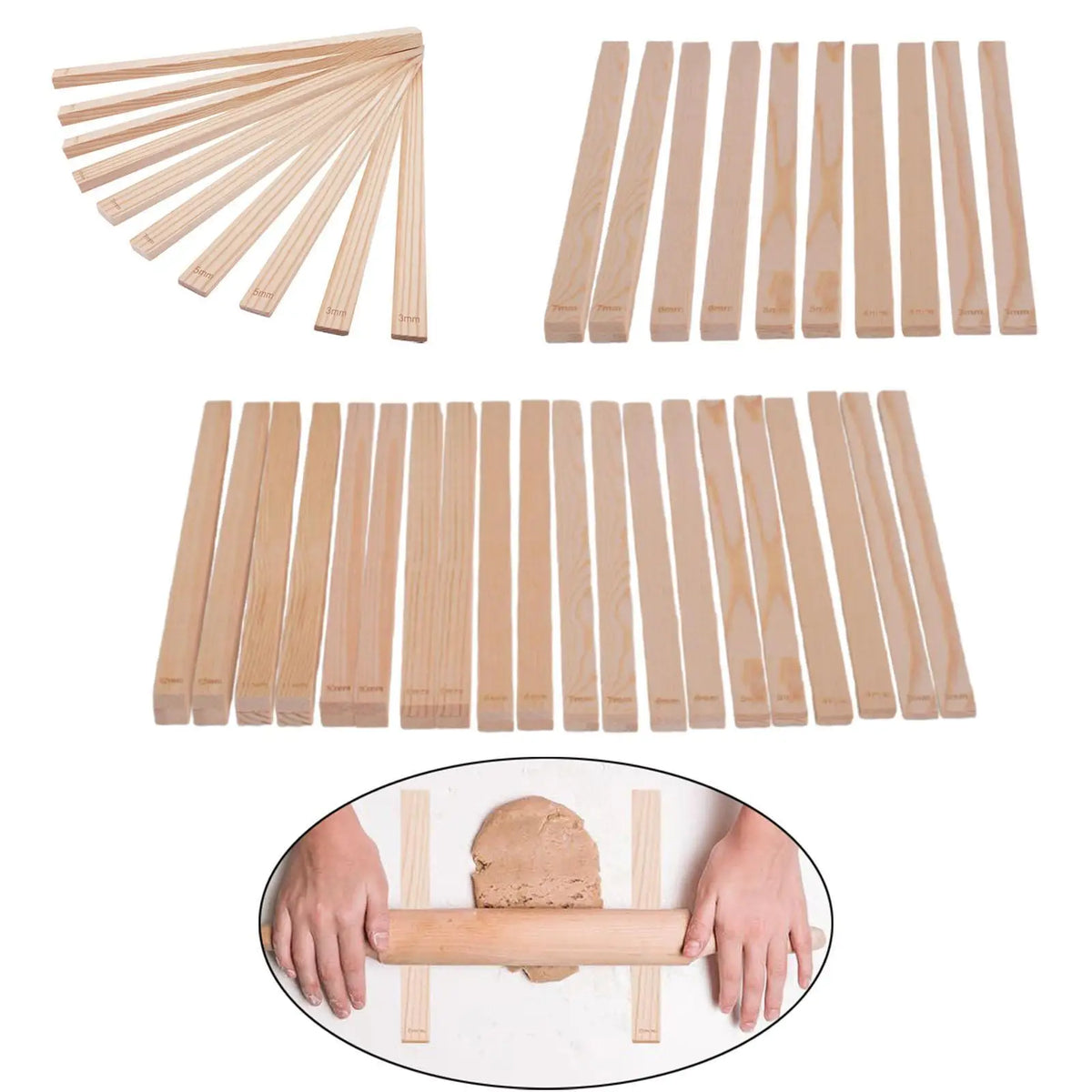 Measuring Strips, Wooden Rolling Pin Guides, Kitchen Tool, Light Cakes, Mud Roller, Mud Sticks, Guide, Mud Board Tools Quake