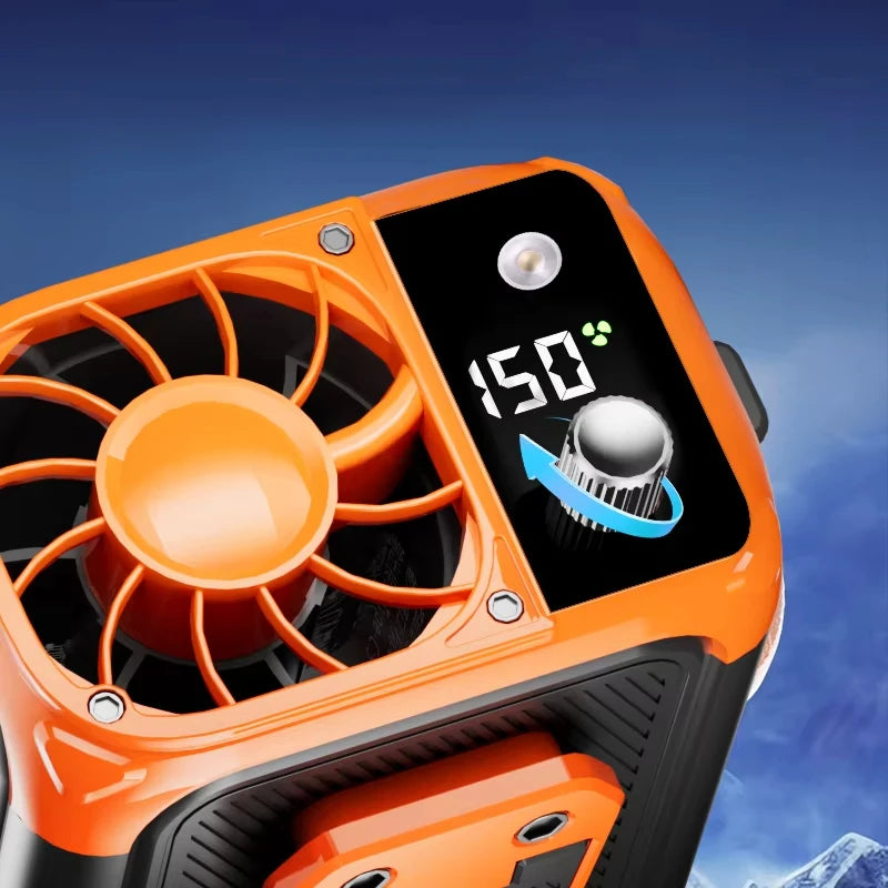 Mini high-speed waist fan, bladeless USB hanging neck fan, outdoor multifunctional mobile power lighting digital display fan Quake