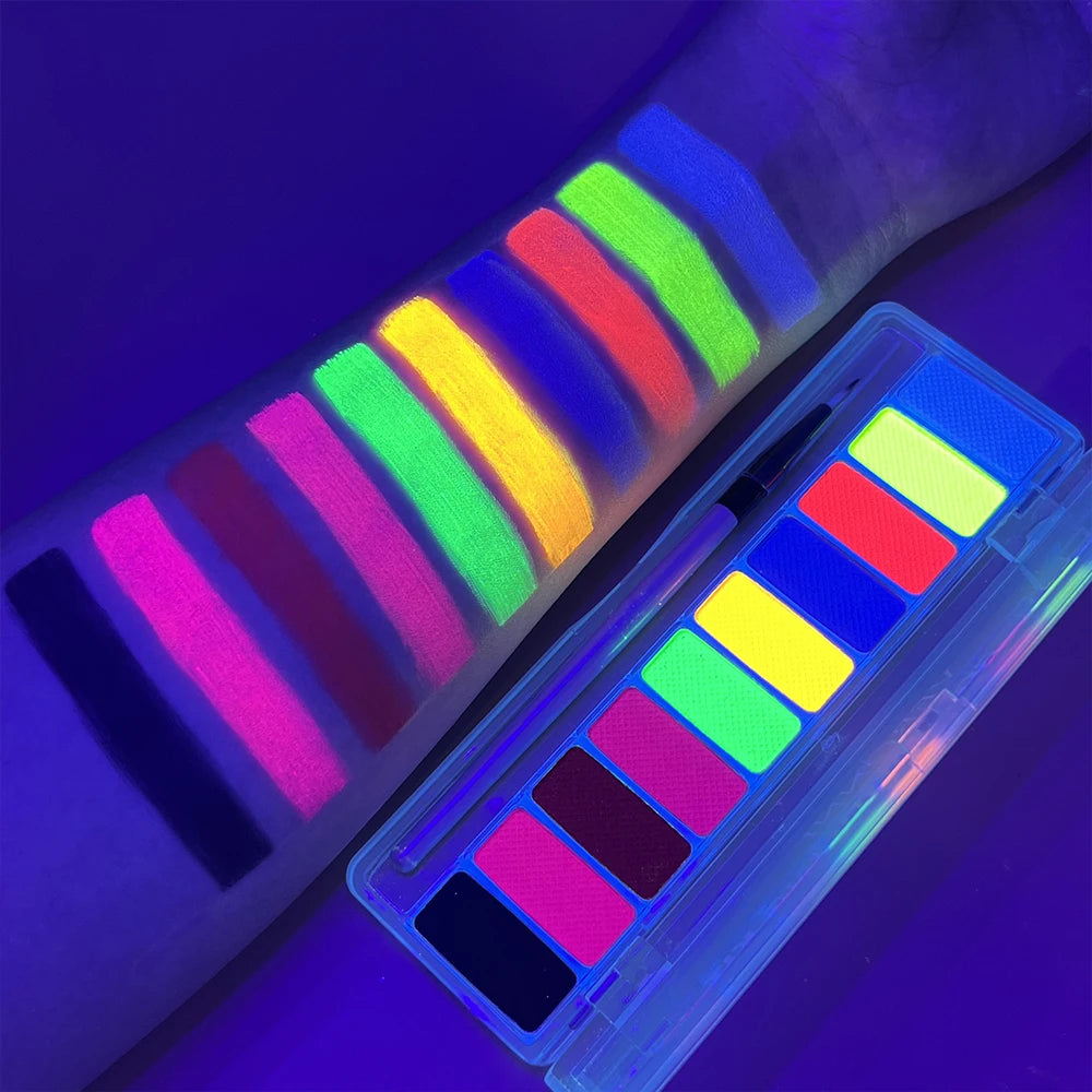 10 Colors Water-soluble Neon UV Luminous Face Body Painting Paste Stage Show Makeup Eyeliner Eyeshadow Glow Fluorescent Quake 10 color
