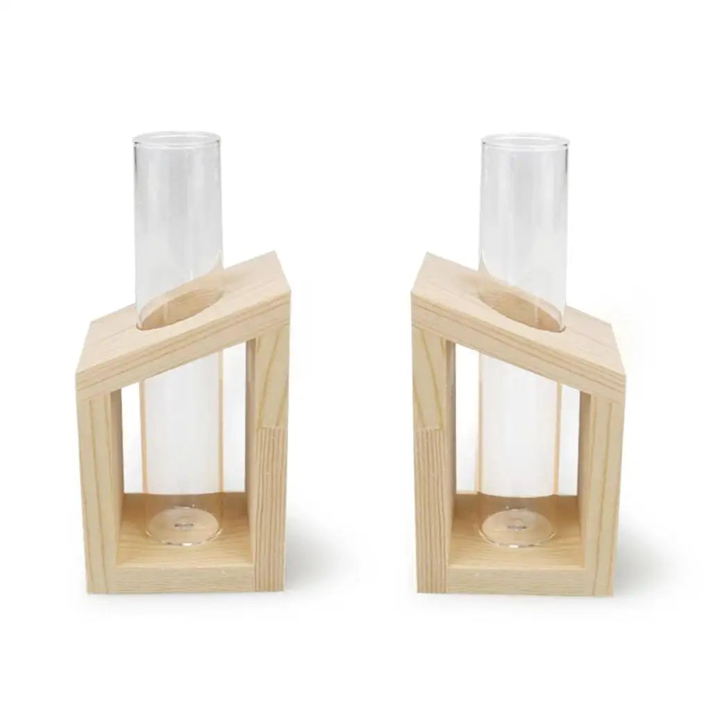 Plant Terrarium with Wooden Stand, Air Planter Bulb Glass Vase, Metal Swivel Quake