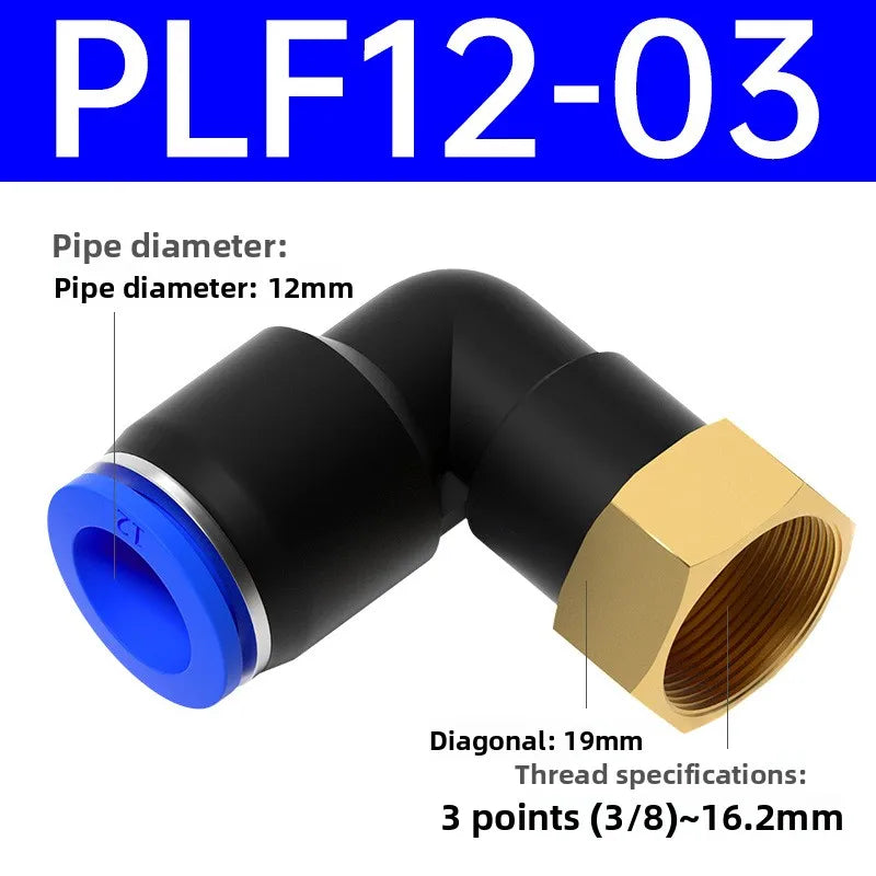 1pcs PLF Pneumatic Fittings Female Thread 1/8 1/4 3/8 1/2 Hose OD 4/6/8/10/12mm Air Elbow Connector Tube Push In Fittings Quake PLF12-03 1 Pcs