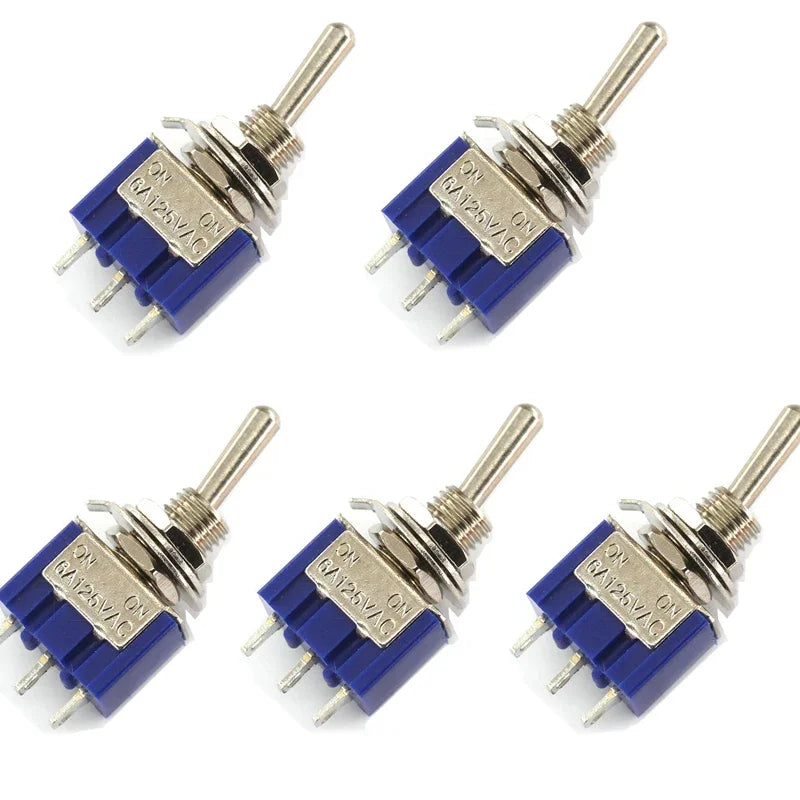 5Pcs AC ON-ON SPDT 2 Position Latching Toggle Switch 6A 125V Quake Default Title