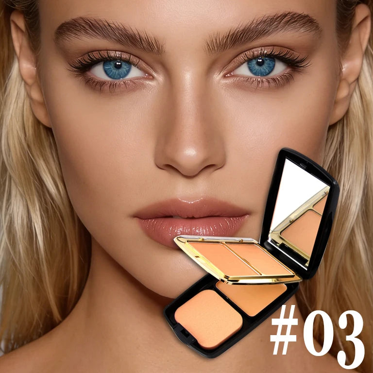 MISSROSE Double Layer Pressed Face Powder with Mirror 3 Natural Colors Lightweight Matte Finish Setting Powder for Valentine's Quake N3