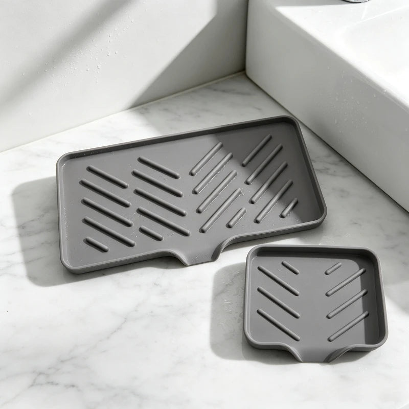 Water Guiding Silicone Soap Tray Anti Slip Drain Soap Holder Durable Drainage Soap Dish Bathroom Accessory for Soap Storage Quake