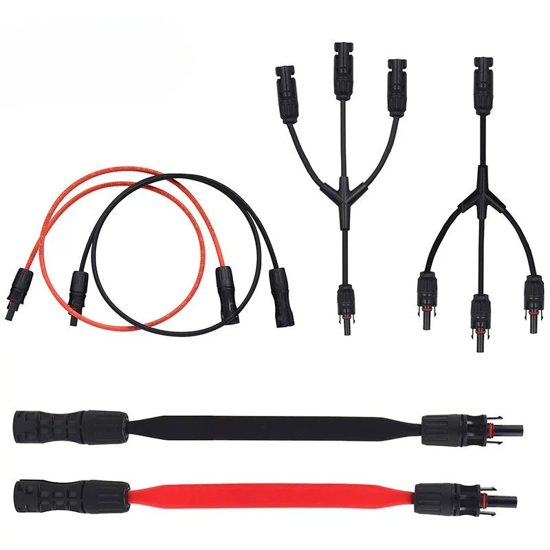 Power Solar Connectors 30A Y‑Branch Cable 12AWG Solar Cable Parallel Adaptor in Pair Black Red for Solar Panel Power System Quake