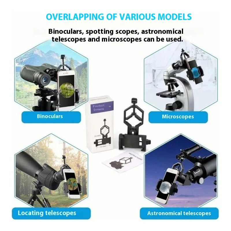 Universal Cell Phone Adapter Mount Telescope Phone Mount for Binocular Monocular Spotting Scope Telescope Quake
