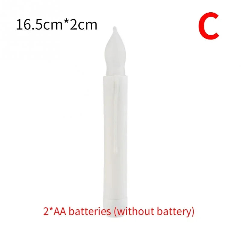 8/1PCS Long LED Candles Flameless Battery Powered Pointed Candle Light Flickering Candle Light for Home Event Christmas Decor Quake C-White 8PCS