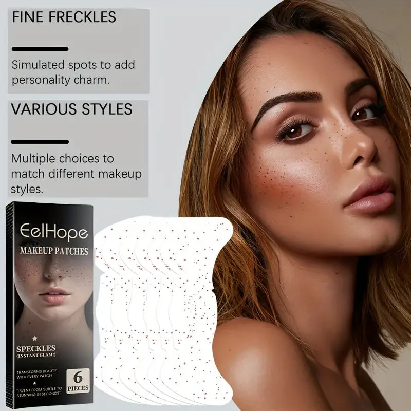 6 Pcs Waterproof Sweat-Proof Natural Freckles Simulation Makeup Stickers, Easy to Apply Temporary Tattoos, Create Perfect Skin Quake