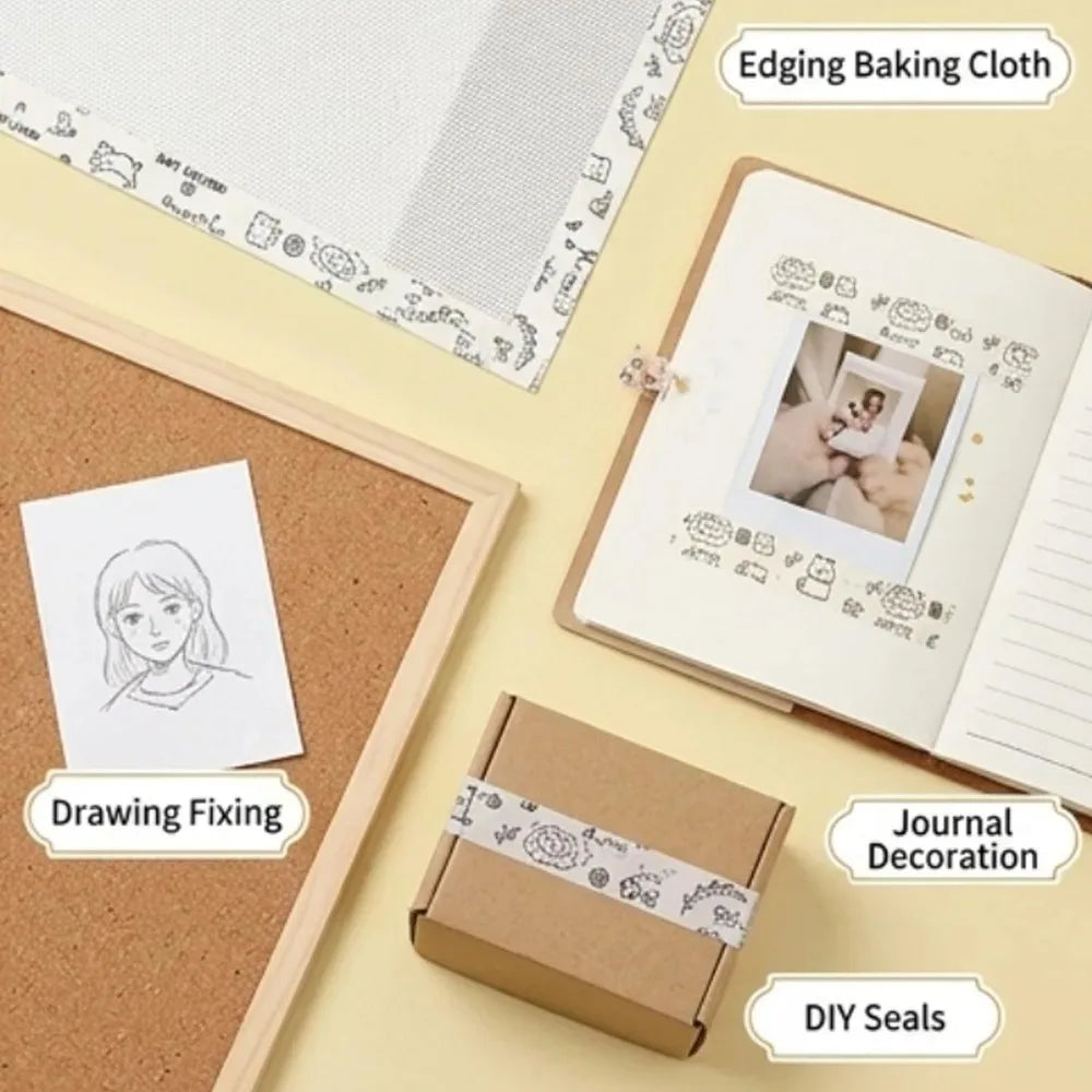 Cat Pattern Bead Baking Cloth Tapes Hand Torn No Trace Baking Cloth Edge Binding Tape High Temperature Resistant Wrapping Tapes Quake