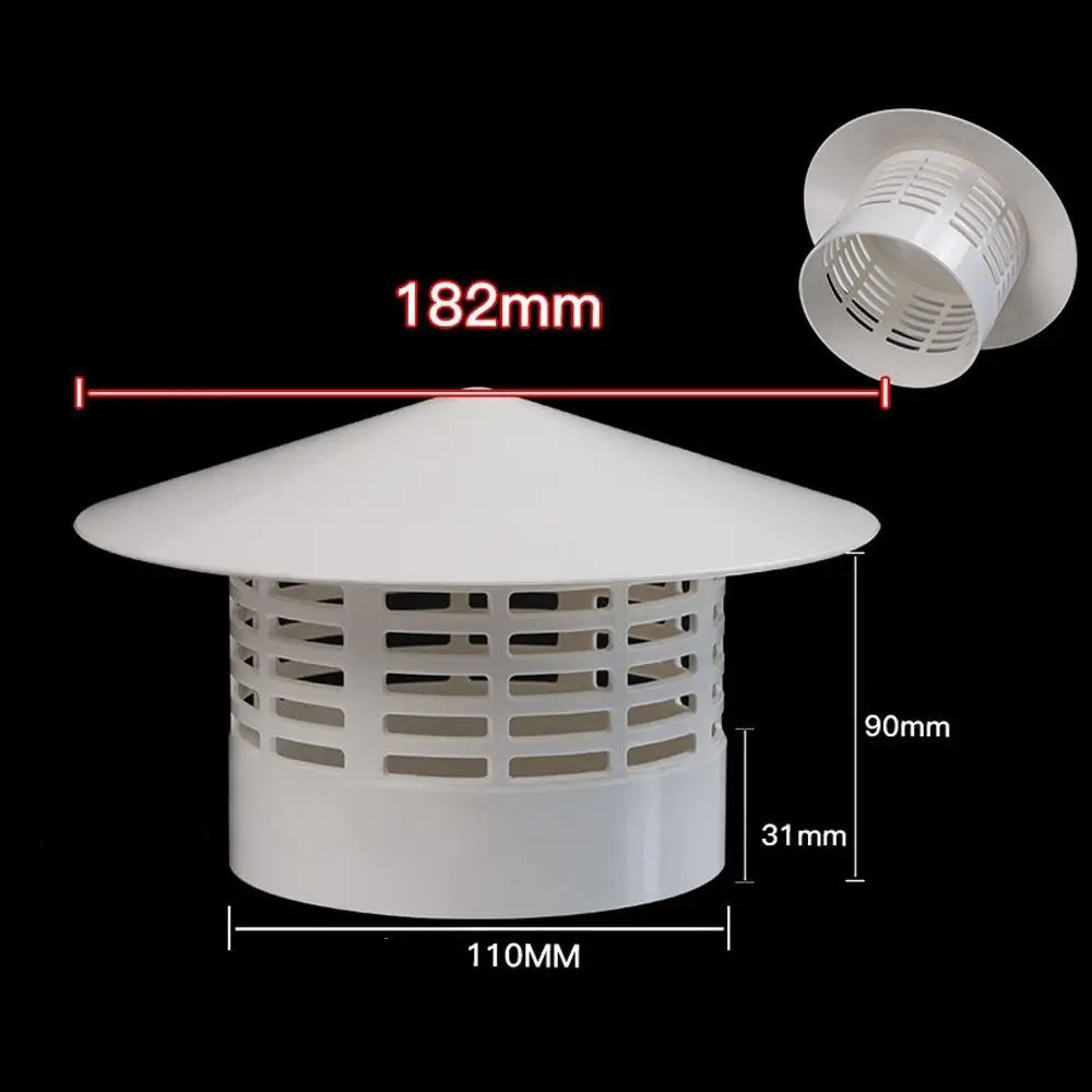 Durable 75-200mm Ventilated Rain Cap Exterior Wall Exhaust Hood Air Outlet PVC Roof Duct Vent Ventilation System Quake