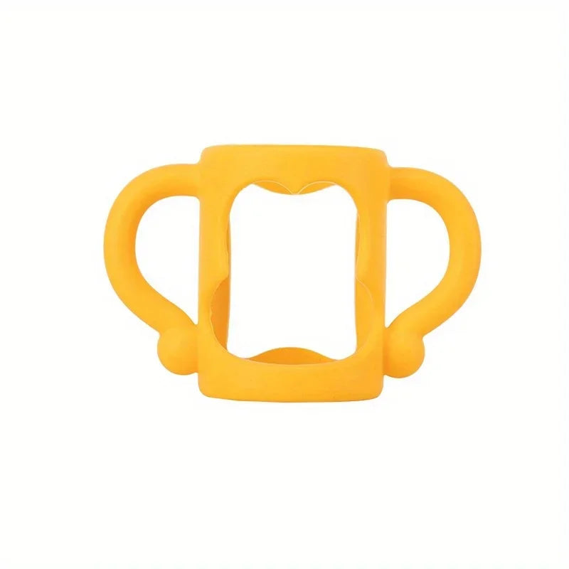 vvocci Silicone Bottle Handle For Narrow Baby Bottles, Easy Grip Handle, Can Accommodate Most Bottles - BPA-free Soft Silicone Quake B212 Yellow