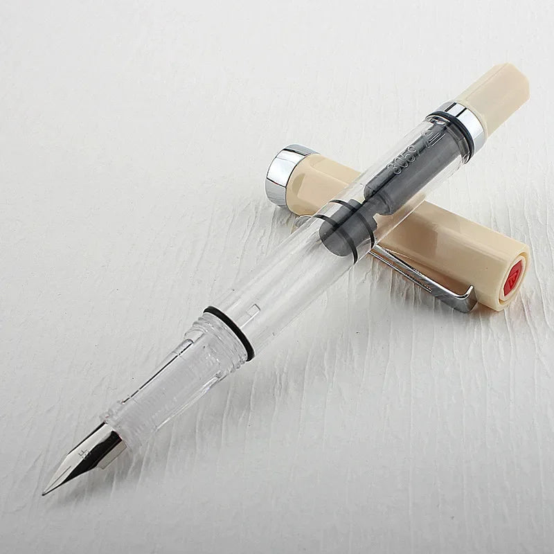 High Quality 3059 Piston Fountain Pen Resin Transparent Ink Pen EF/F Nib 0.38/0.5mm Fountain Pen Business Gif Quake