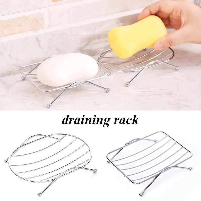 Stainless Steel Draining Soap Holder Creative Simple Punch Free Bathroom Wall Mounted Soap Dish Household Accessory Quake