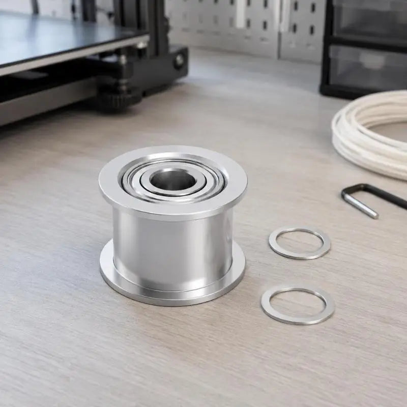 3D Printer XY Shaft Idler Pulley Metal Replacement Part for Belt Guide Service, Smooth Silver Pulley Assembly, Set K1KF Quake