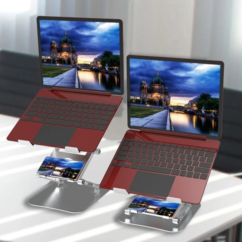 Laptop Stand with Variable Height and Viewing Hinged Aluminum Structure Shelf and Platform for Desk Work K1KF Quake CN