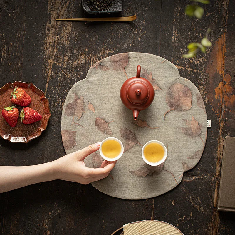 Chinese Round Tea Mat Zen Fabric Table Dry Tea Mat Kung Fu Tea Cup Accessories Waterproof Tea Mat Quake