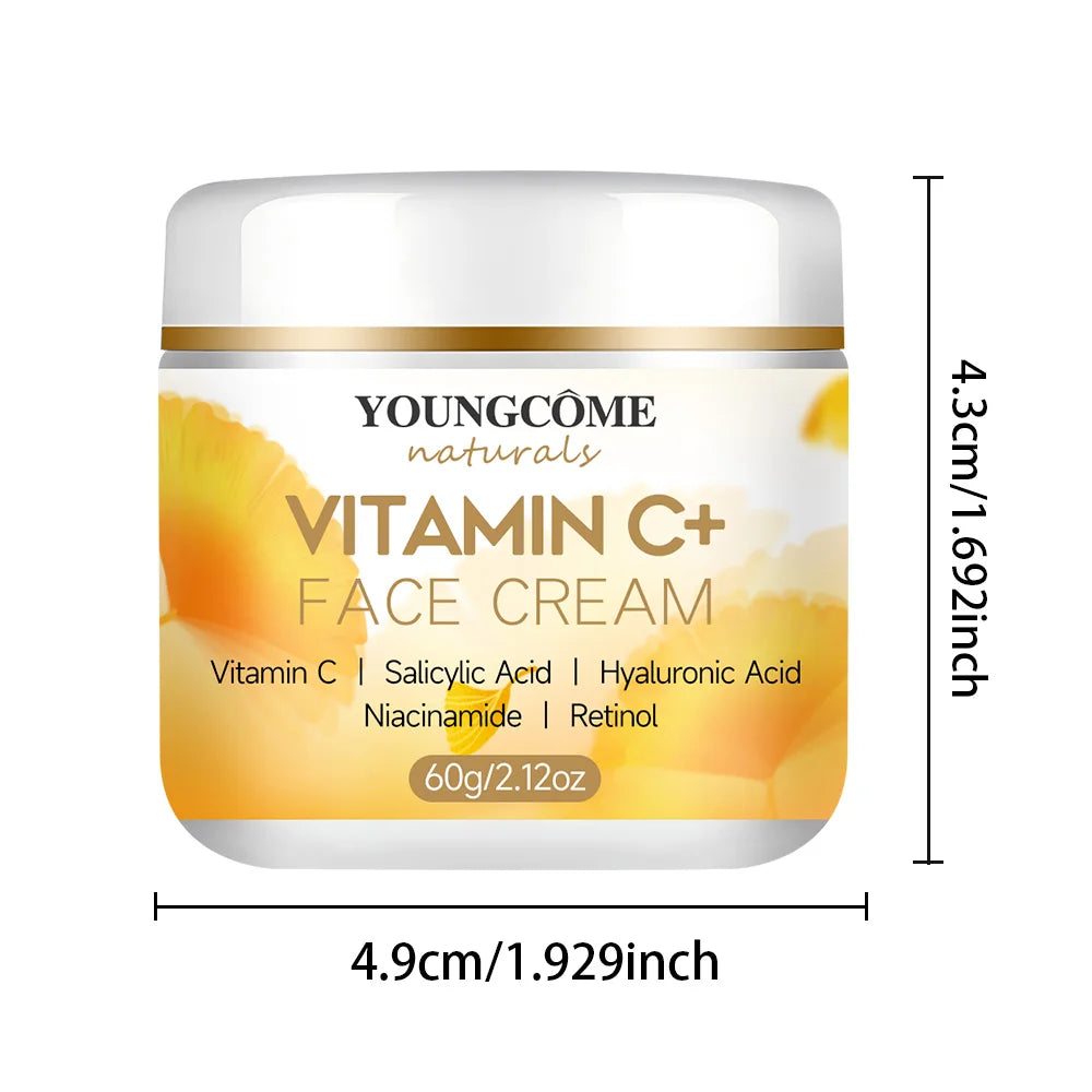 YOUNGCOMEN Vitamin C Face Cream Retinol Moisturizing Firming Hyaluronic Lightening Repairing Smooth Skincare Whitening Creams Quake 60G