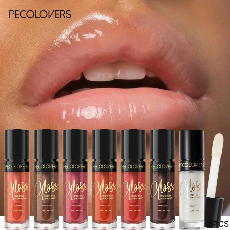 8PCS High Gloss Lip Oil, Colored Lipstick, Long-lasting Moisturizing Lip, Suitable for Dating Makeup and Lip Cosmetics Quake