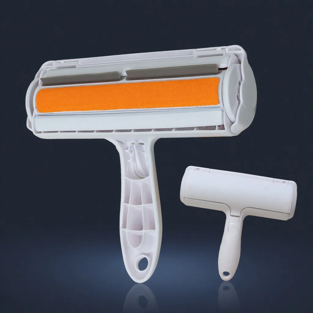 Pet Hair Remover Roller - Dog & Cat Fur Remover with Self-Cleaning Base - Efficient Animal Hair Removal Tool - Perfect for Furni Quake Orange B1020D