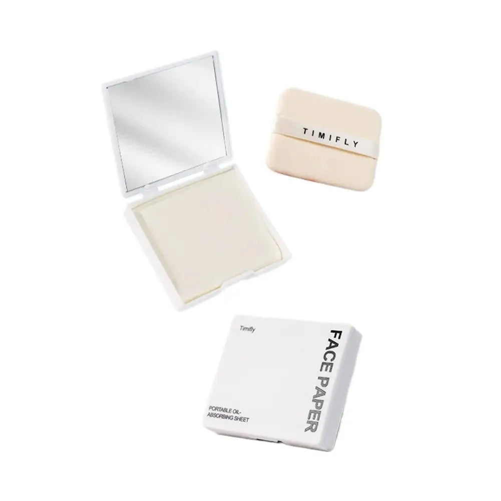 Oil Blotting Sheets for Face, Face Blotting Sheets for Oily Skin with Mirror & Makeup Puff, Oily Skin Blotting Paper for Women Quake C