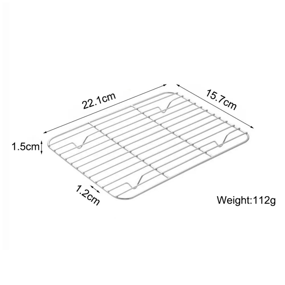 New Stainless Steel Cooling Rack Non-stick Silver Baking Tray BBQ Tray Quake 22.1x15.7cm