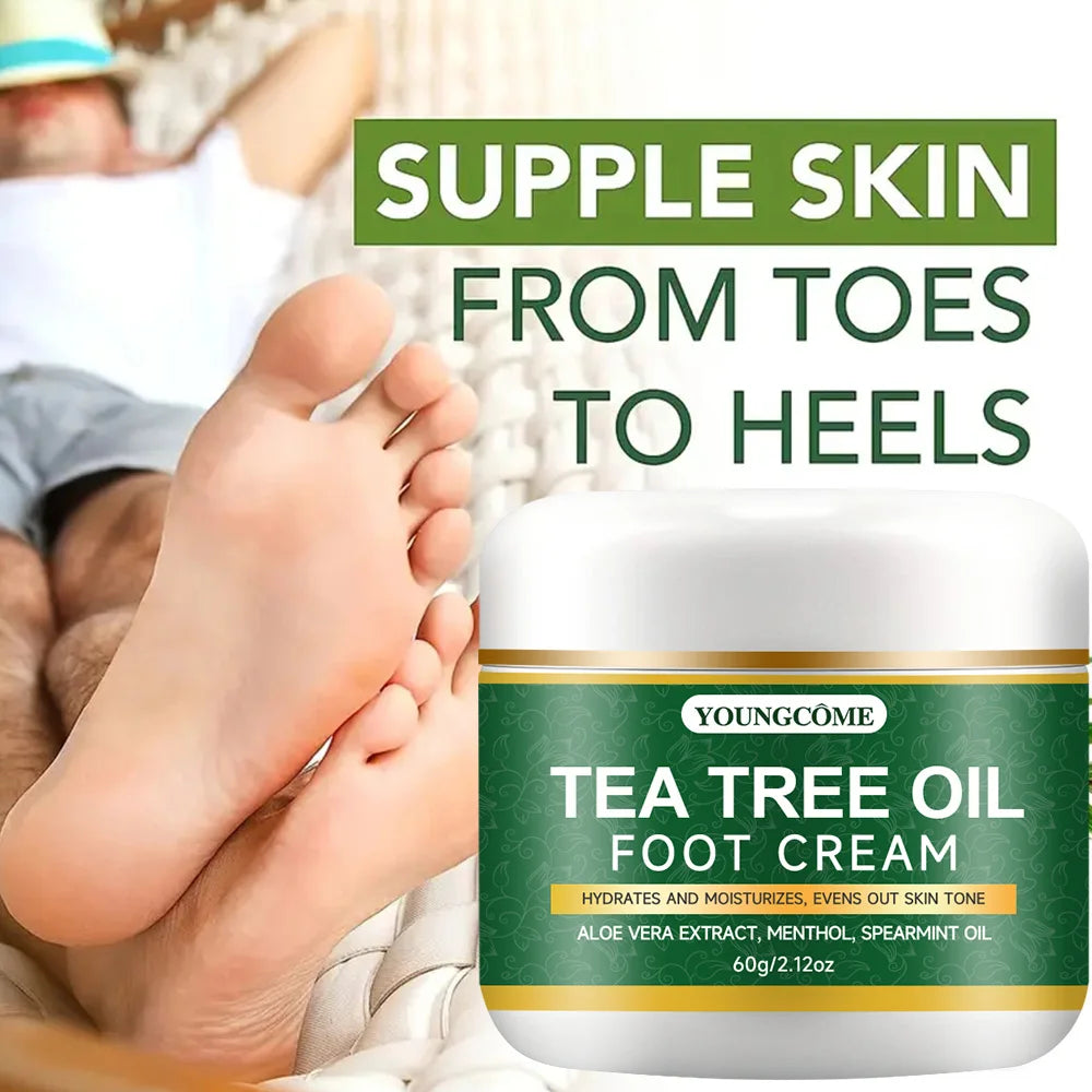 Foot moisturizer with aloe vera and tea tree oil to deeply nourish the skin, for dry and rough skin, daily hand and foot care Quake