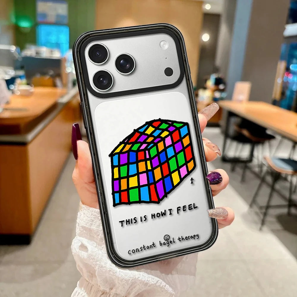 Be Nice or Cry Trying Pattern Impact Black Border Magnetic Case: Compatible with IPhone 18 17 16 15 14 13 Pro Max 18Pro Quake