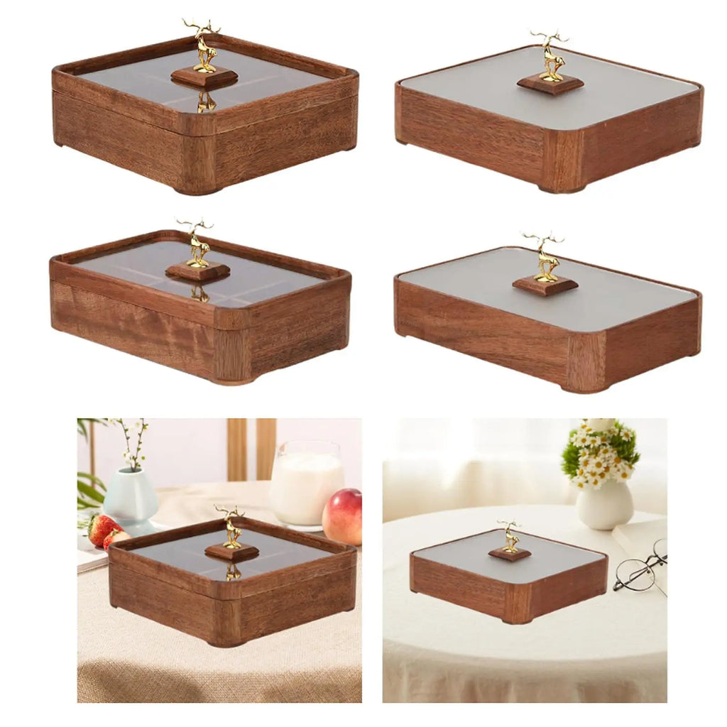 Nut and Candy Serving Tray Divided Serving Tray with Lid Veggie Tray Appetizer Platter Home Decor Dried Fruit Tray for Sweets Quake