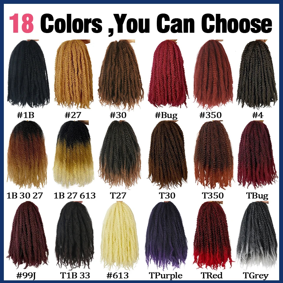 Yeaful 18 Inch Synthetic Marley Twist Braiding Hair Red Black Brown Ginger Bug Blonde #4 Pre Looped Marley Twists Crochet Hair Quake