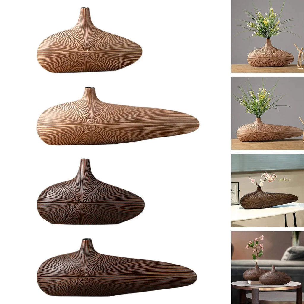 Resin Flower Vase Birthday Gift Desktop Bouquet Planter Organizer Bud Vase Plant Pot for Fireplace Home Bookshelf Office Mantel Quake