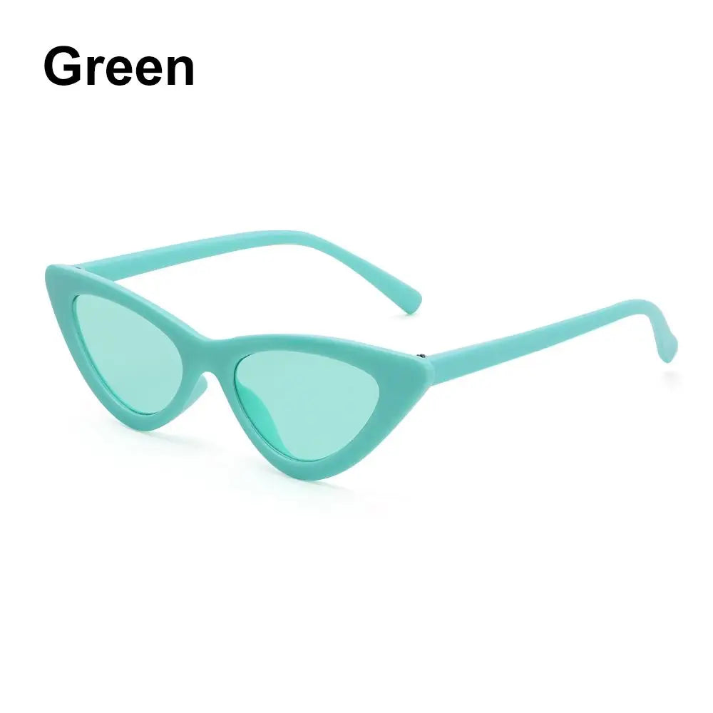 Fashion Candy Color Sunglasses Kids Aged 3-9 Years Trendy Retro Cat Eye Sun Glasses Boys Girls Non-Polarized Shades Party Favor Quake green