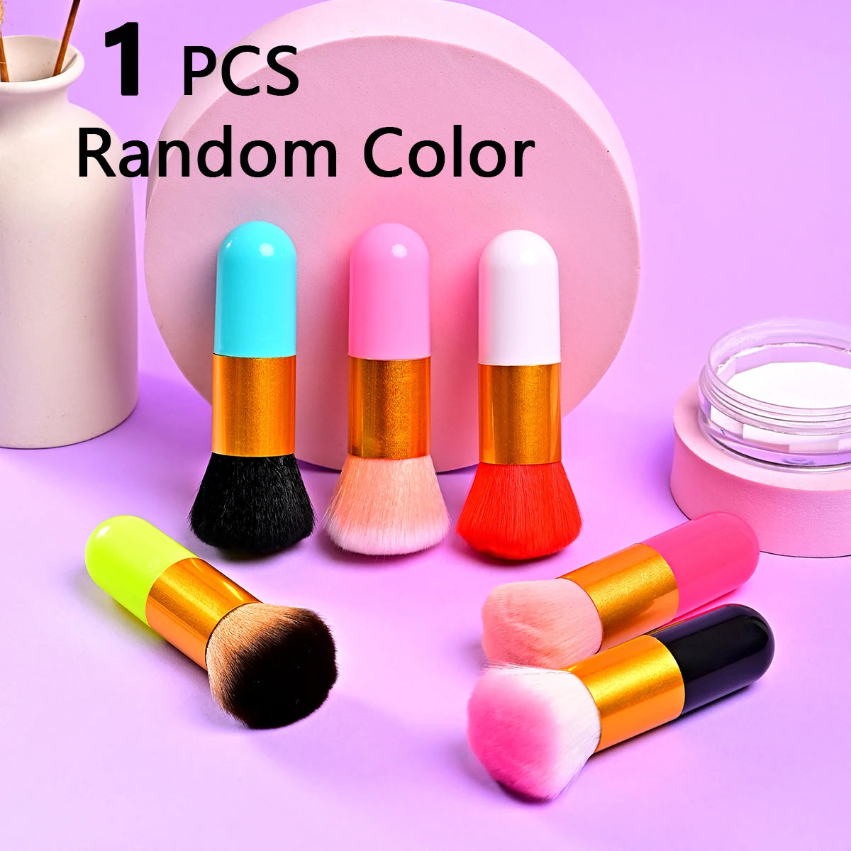 1 PCS Oversize Makeup Brush Random Color Powder Brush, Fluffy Kabuki Brush Makeup Brush For Perfect Foundation, Bronzer, Highlig Quake