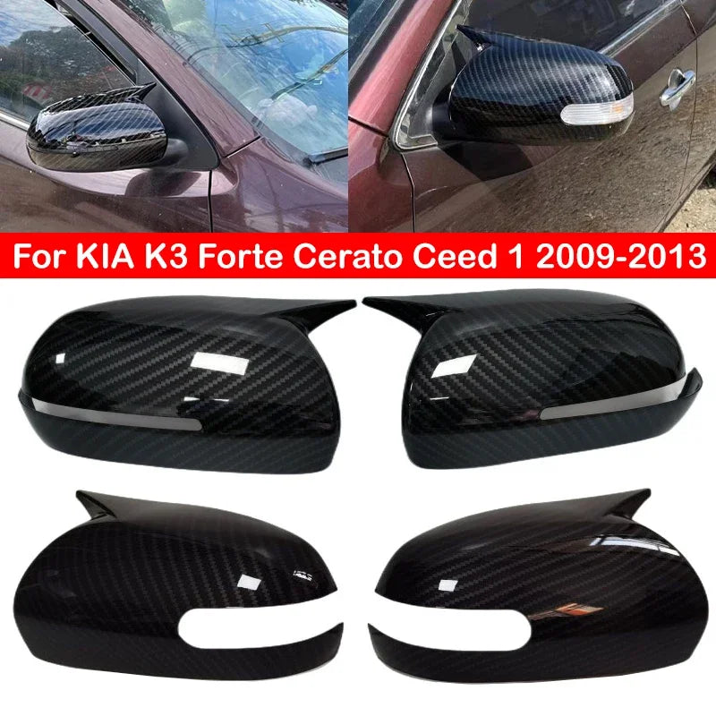 For KIA K3 Forte Cerato Ceed 1 2009-2013 Car Rearview Side Mirror Cover Wing Cap Exterior Sticker Door Case Trim Carbon Fiber Quake