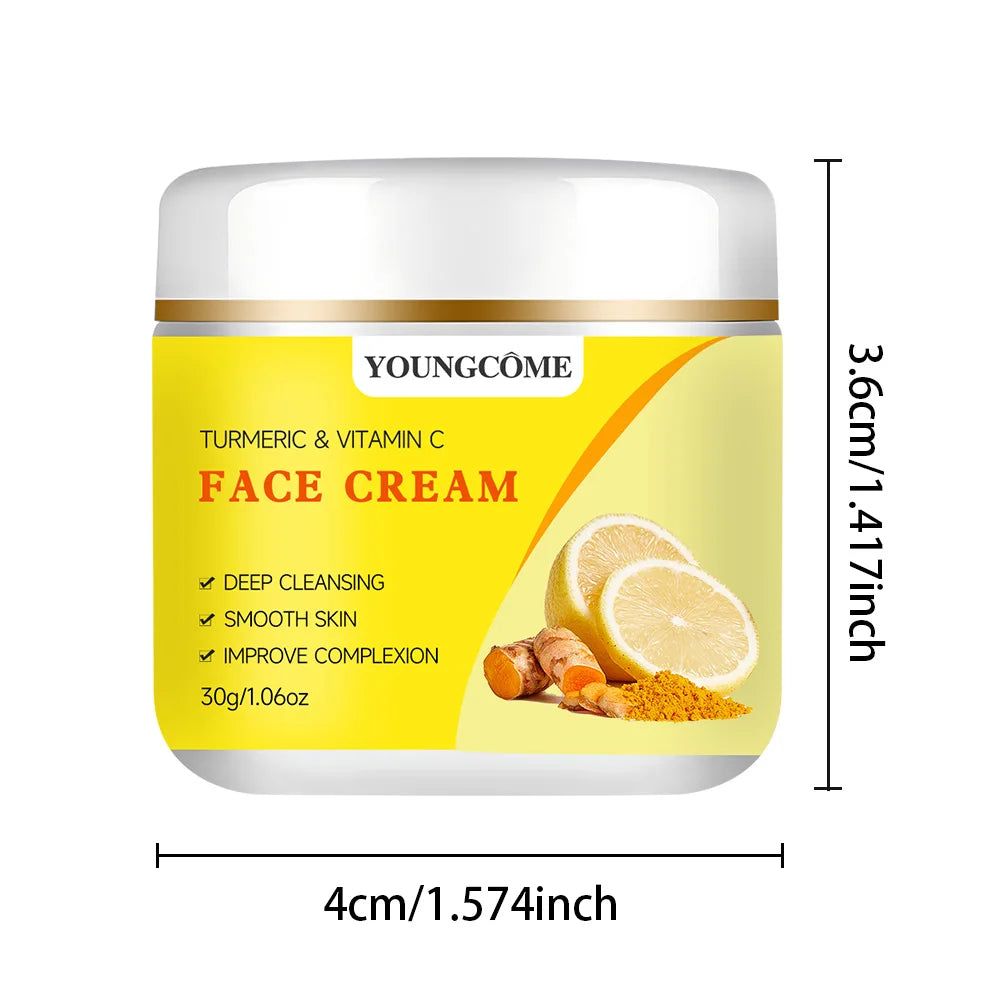 YOUNGCOME Turmeric+Vitamin C Moisturizing&Firming face cream，Skin feels，Skin looks visiblyyounger，Repairs dry skin Quake 30G