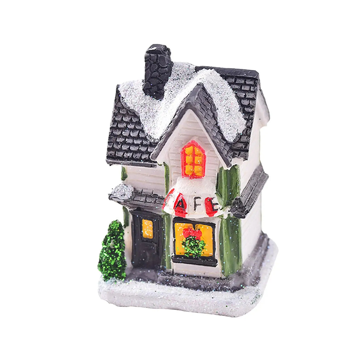 Light up Christmas Village House Decoration Miniature Landscape Desktop Ornament Quake StyleC