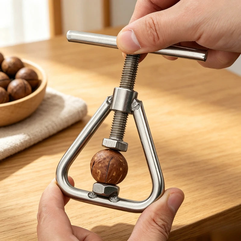 Stainless Steel Triangular Nut Cracker Macadamia Nut Opener Manual Dried Fruit Shell Breaker Walnut Shelling Clip Quake